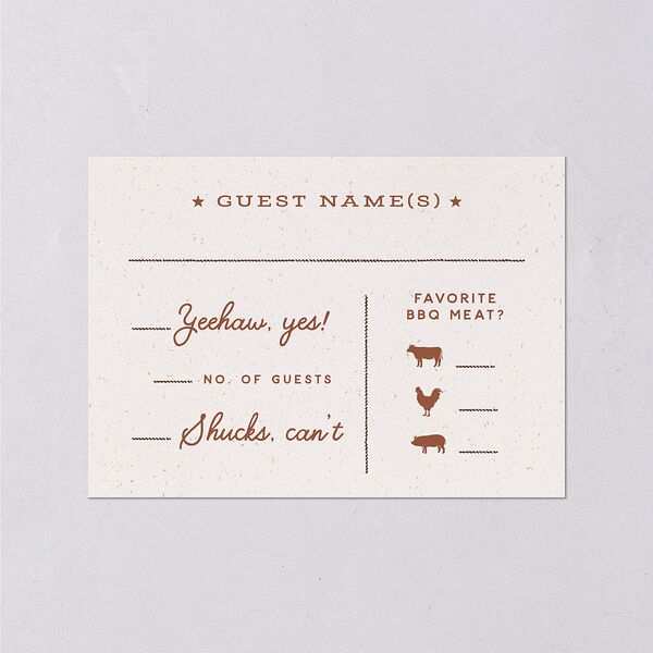 Western I Do BBQ Wedding Response Cards Saddle Signature Standard