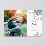 Gilded Hydrangea Save the Date Cards Gold Ocean Signature smooth Blank No Standard