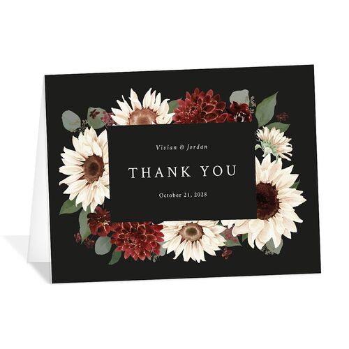 Classic Countryside Sunflowers Thank You Cards Charcoal