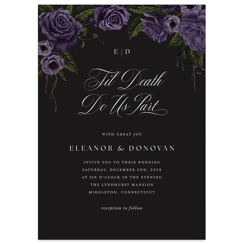 Dark Gothic Roses Wedding Invitations Regency Signature Blank No Standard