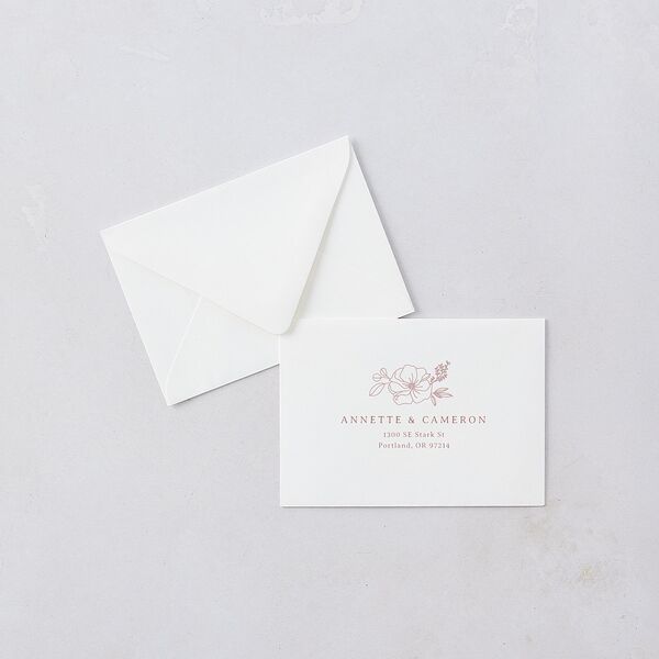 Floral Border Response Card Euro Envelopes White Desert Rose Return Address Luxe