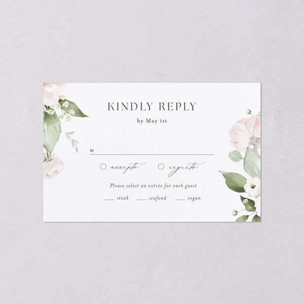 Elegant Peonies and Hydrangeas All-in-One Wedding Invitations Baby Blue Signature Light Both Recipient and Return Addresses No