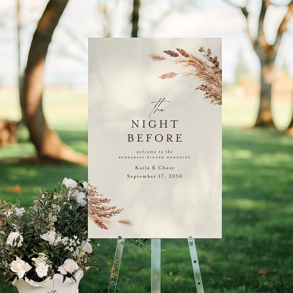The Night Before Soft Pampas Standard Welcome Sign Large Sepia Standard Indoor Foam Core L Welcome