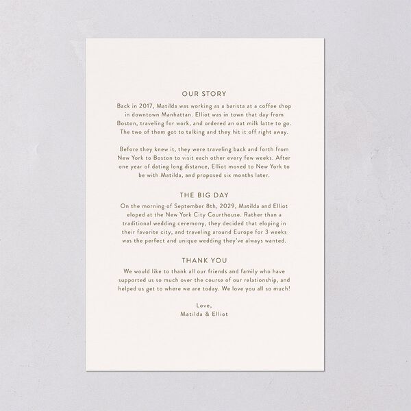 Photo Elopement Wedding Invitations Linen Signature Blank No Standard