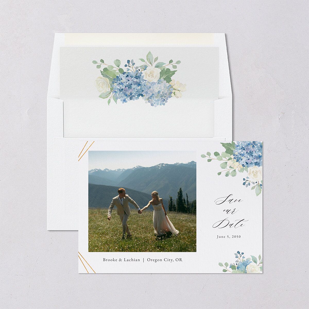 Elegant Hydrangea Save The Date Cards — view 4
