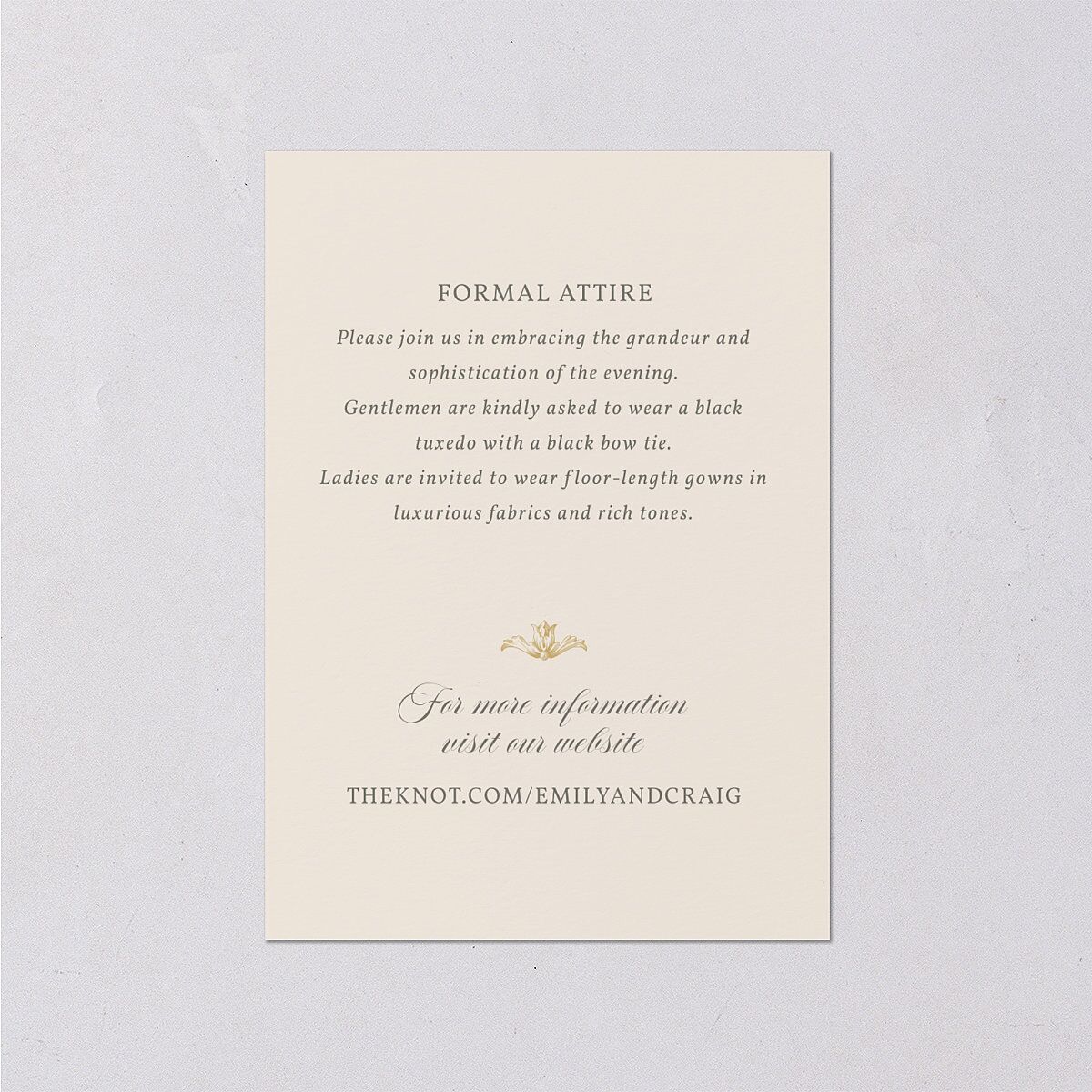 Vintage Regency Monogram Frame Foil Wedding Event Detail Cards Champagne Gold Signature Standard