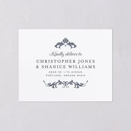 Romantic Vintage Luxury All-in-One Wedding Invitations Moody Blue Signature Light Both Recipient and Return Addresses No