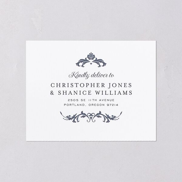 Romantic Vintage Luxury All-in-One Wedding Invitations Moody Blue Signature Light Both Recipient and Return Addresses No