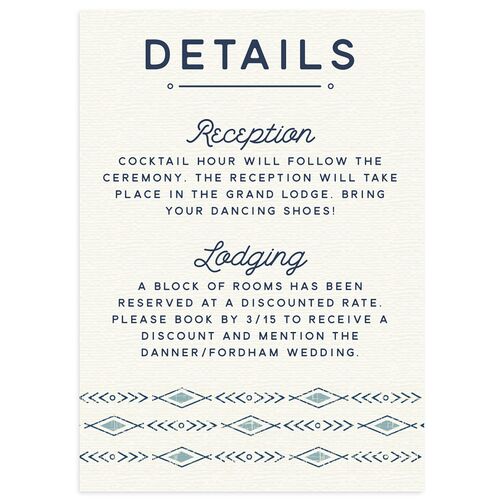 Vintage Mountain Wedding Event Detail Cards Dusty Blue Signature Standard