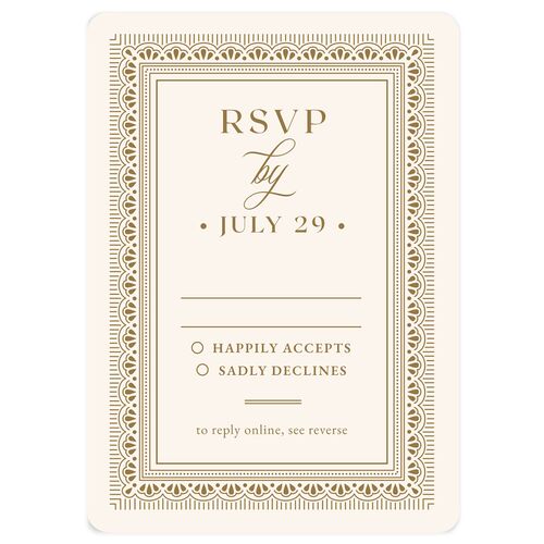 Antique Scallop Frame Wedding Response Cards Linen Signature Rounded