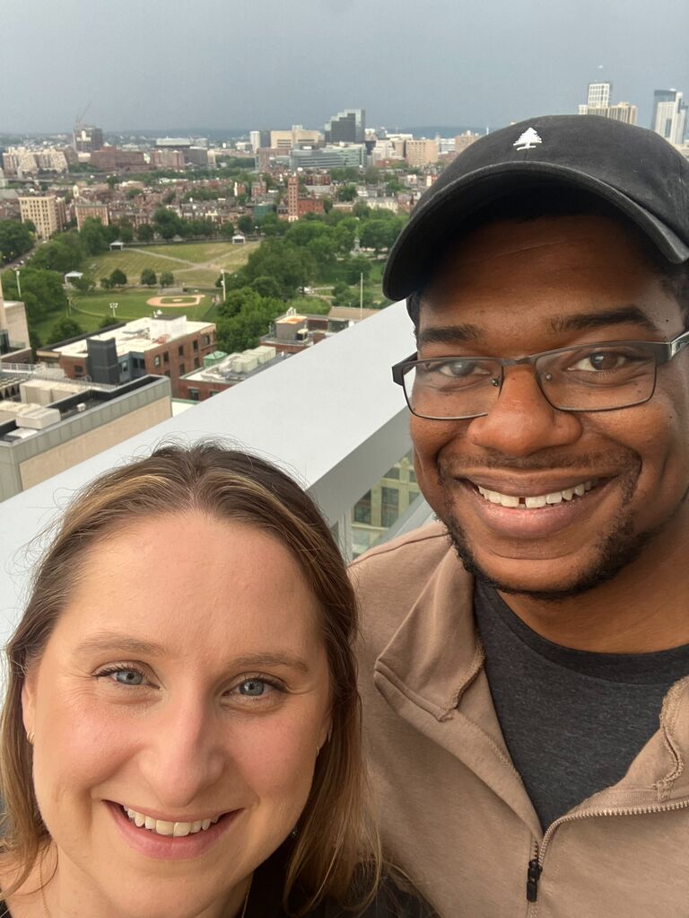 Jimmy's birthday in Boston. We got tickets to see Sam Jay. This photo was taken on the roof top of our hotel. Seconds later lightening struck nearby and we ran inside like our lives depended on it. 