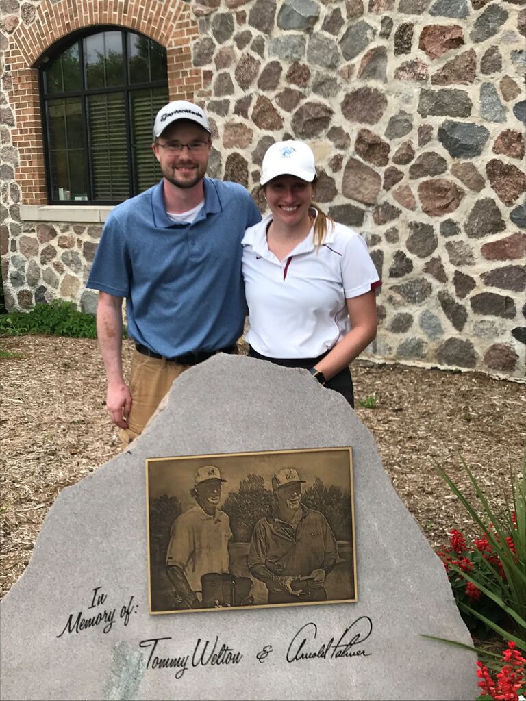 The couple enjoys golfing together, this photo was taken at The Bog.