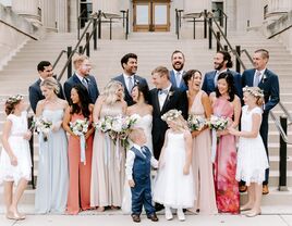 Couple with their wedding party