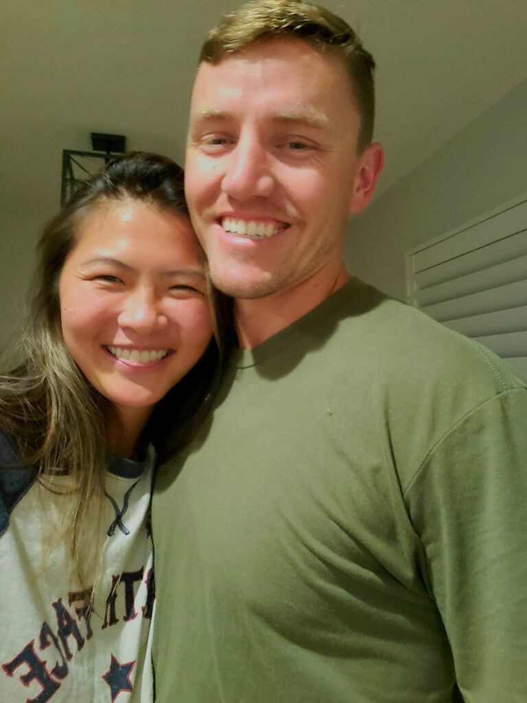 We met on the dating app Hinge. From there our first date was at Huntington Dog Beach. This was the first photo we took together.