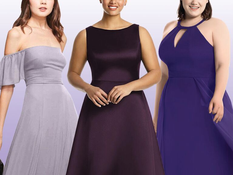 purple knee length bridesmaid dresses