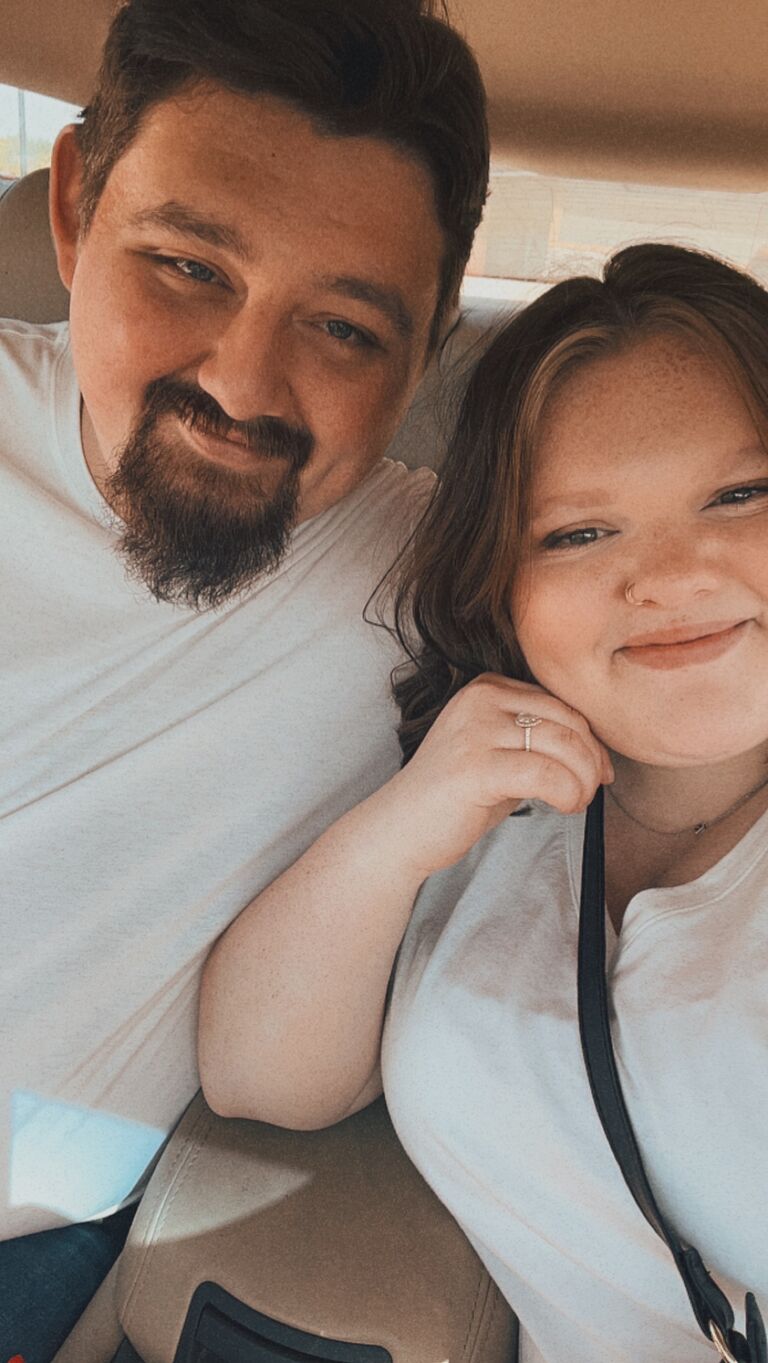 We snapped a quick selfie before getting some lunch after our engagement shoot. 