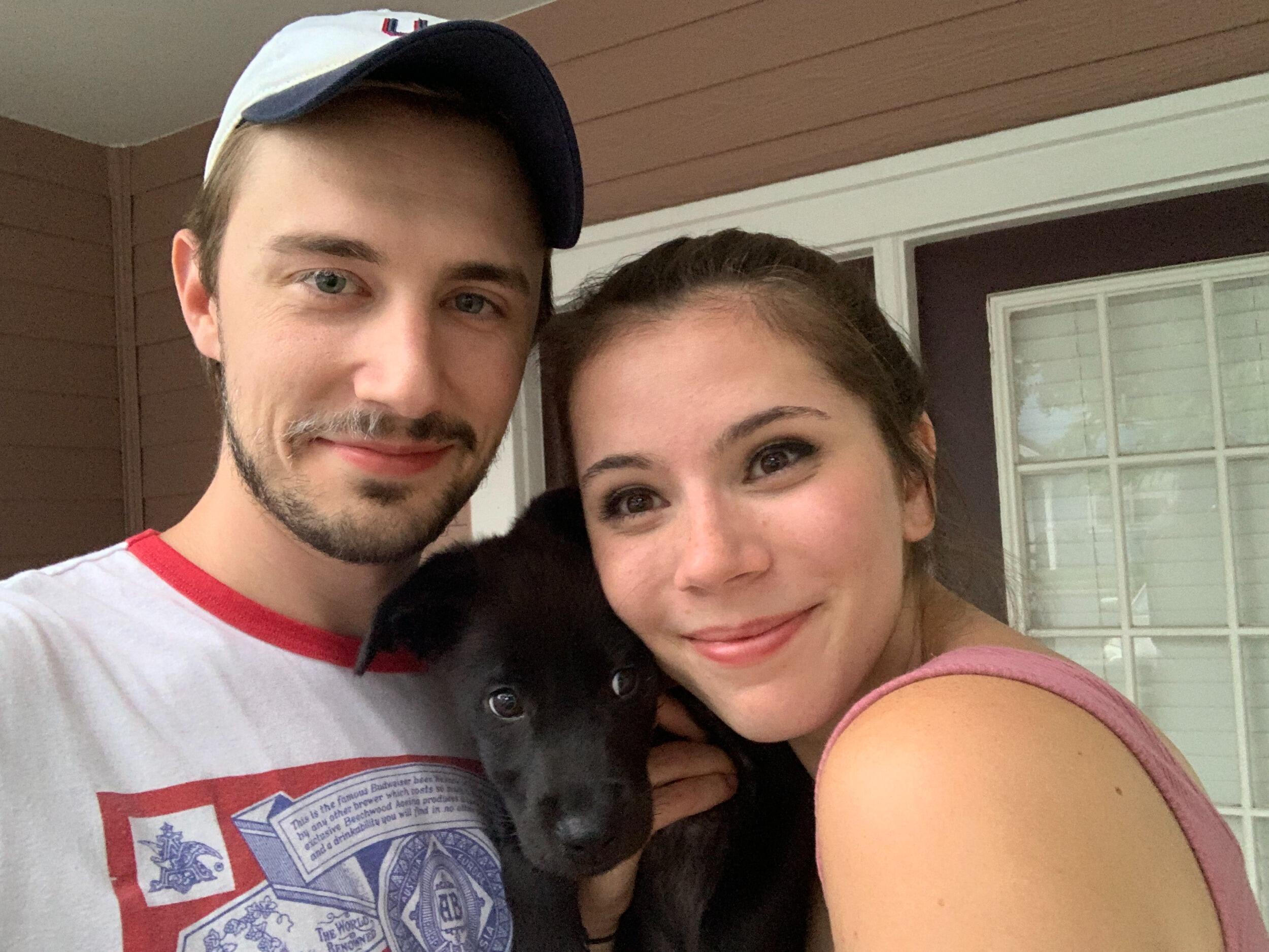 Celebrating the Fourth of July just after adopting our fur baby, Jax
