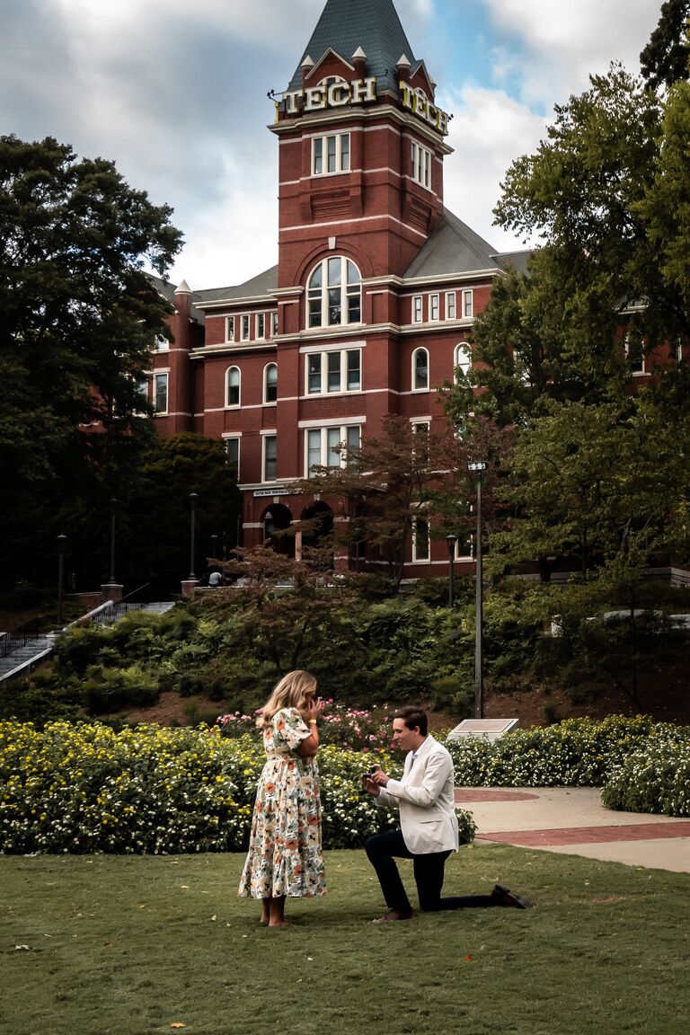 We got engaged!
The surprise proposal took place in front of Tech Tower.