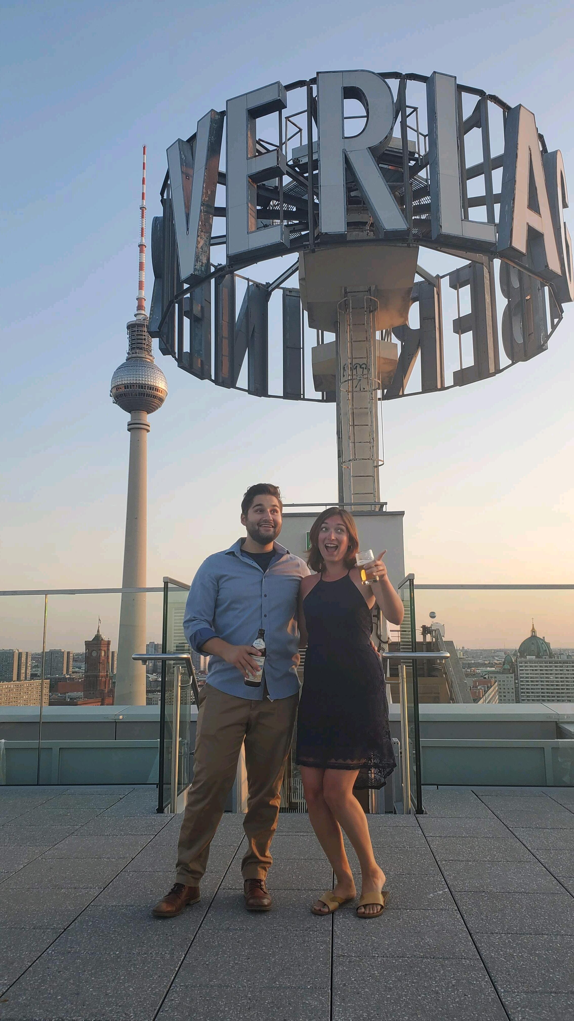 Bridget and Aaron wrap up their Berlin summer together with a conveniently timed Wayfair work party on the company's roof. (As you can see, Bridget ran out of sunscreen by this point).