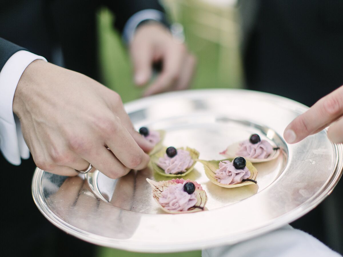 Wedding catering tray with hors d'oeuvres