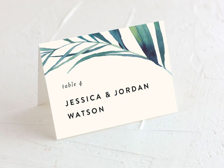 wedding place cards tropical theme