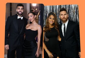 David Raya and Tatiana Trouboul; Lionel Messi and Antonela Roccuzzo