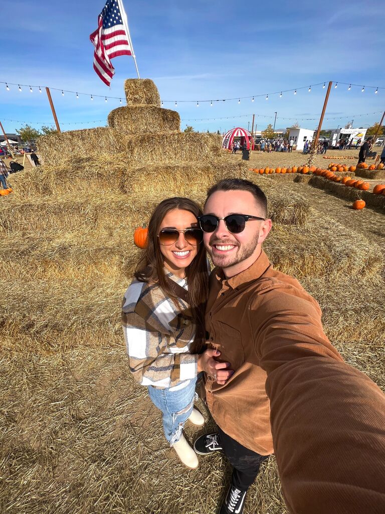 Picking the perfect pumpkins to carve.