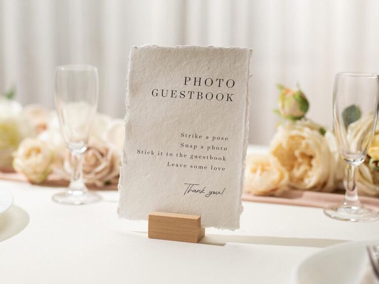 Deckled edge wedding photo guestbook sign