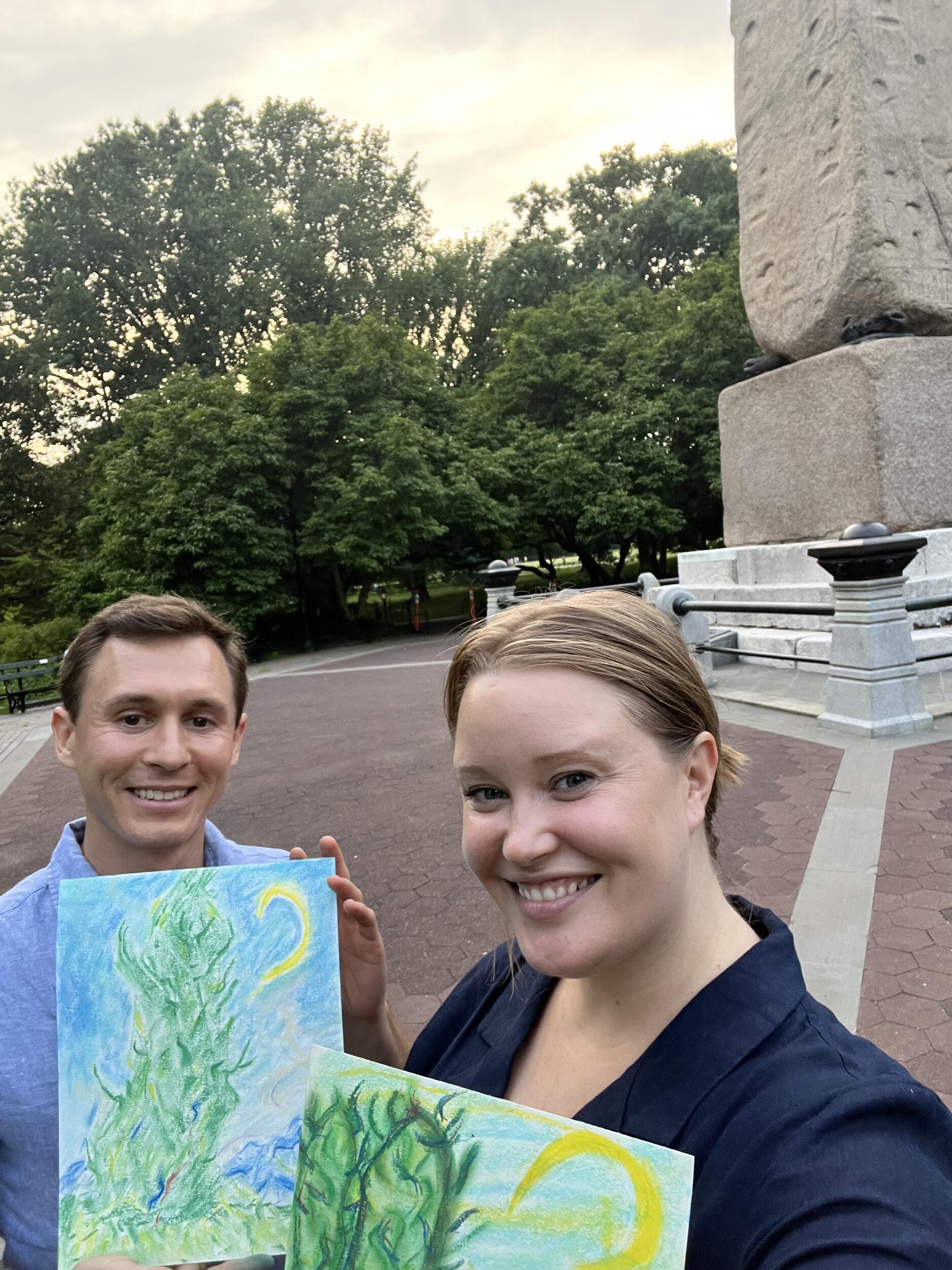 Both art lovers, the first drop-in drawing they did at the Met was a pastels class based on Van Gogh's cypress trees. The exhibit also had some nice works. 